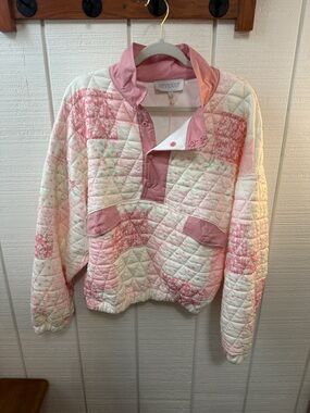 Veveret Pink Quilted Bomber Jacket with Contrast Trim